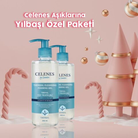 Celenes By Sweden Yılbaşı Paketi Thermal Temizleme Jeli Yağlı ve Karma Ciltler 250 ml x 2