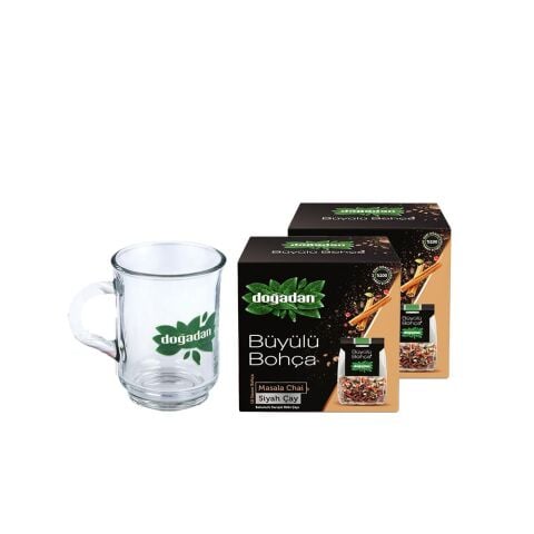 Doğadan Büyülü Bohça Masala Chai 10'lu 22 G x 2 ve Doğadan Cam Bardak Hediyeli