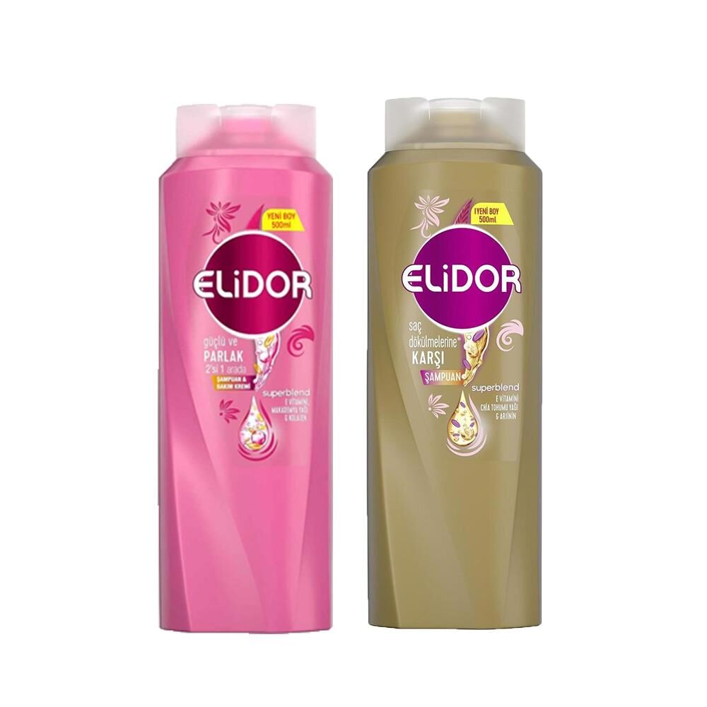 Elidor Superblend 2'si 1 Arada Şampuan ve Saç Bakım Kremi Güçlü Parlak ve Şampuan Saç Dökülmelerine Karşı