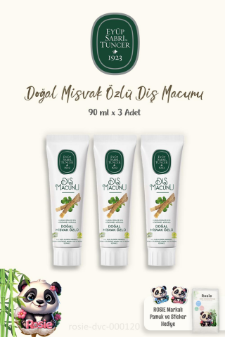 Eyüp Sabri Tuncer 3 Adet Diş Macunu Misvak Özlü 90 ml ve ROSIE Pamuk