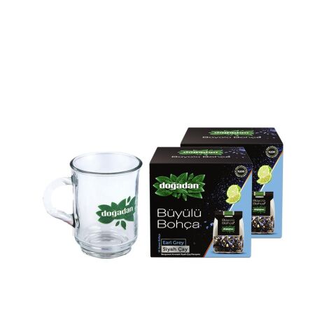 Doğadan Büyülü Bohça Earl Grey 10'lu 20 G x 2 ve Doğadan Cam Bardak Hediyeli