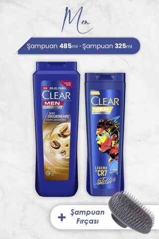 Clear Men Şampuan Saç Dökülmesine Karşı 485 ml, Legend By Cr7 325 ml ve Şampuan Fırçası