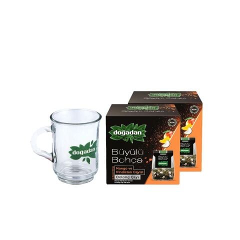 Doğadan Büyülü Bohça Oolong Çayı Mango ve Hindistan Cevizi x 2 ve Doğadan Cam Bardak Hediyeli