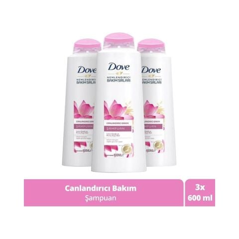 Dove Lotus Çiçeği ve Pirinç Suyu Özlü Canlandırıcı Bakım Şampuan 600 ml x 3