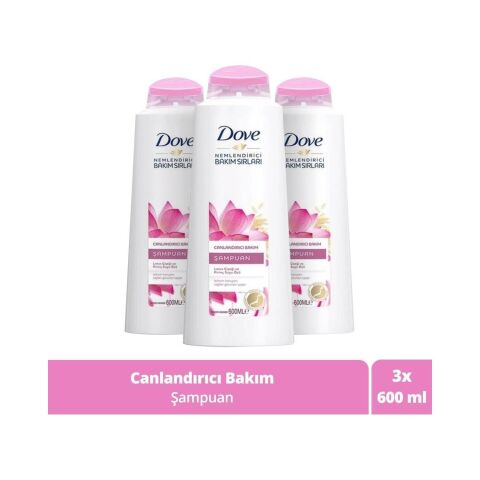 Dove Lotus Çiçeği ve Pirinç Suyu Özlü Canlandırıcı Bakım Şampuan 600 ml x 3