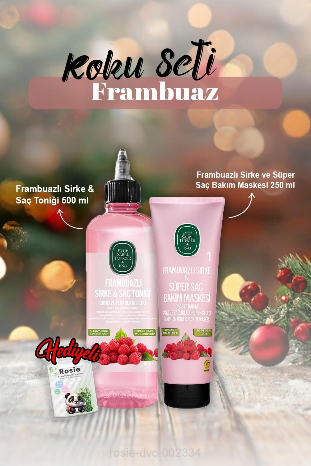 Saç Bakım Maskesi  250 ml, Tonik 500 ml Frambuaz ve Rosie Hediye