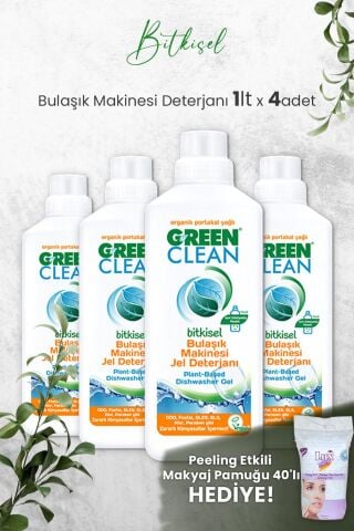 U Green Clean Bulaşık Makinesi Jel Deterjan 1 L x 4 Adet ve Hediyeli