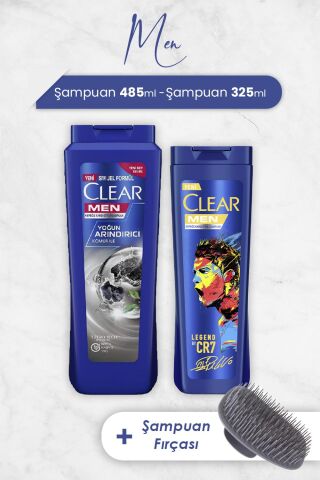 Clear Men Şampuan Yoğun Arındırıcı 485 ml, Legend By Cr7 325 ml ve Şampuan Fırçası