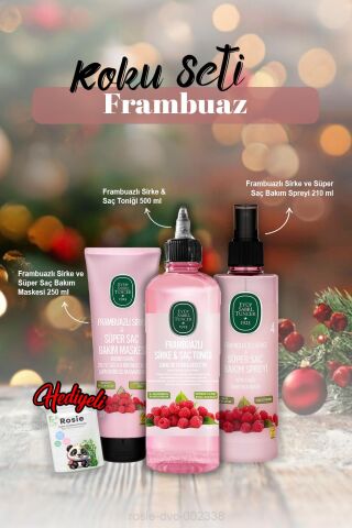 Saç Bakım Maskesi 250 ml, Tonik 500 ml, Sprey 210 ml Frambuazlı ve Rosie Hediye