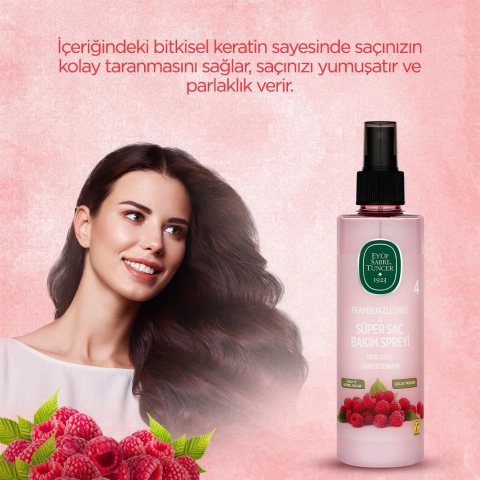 Saç Bakım Maskesi 250 ml, Tonik 500 ml, Sprey 210 ml Frambuazlı ve Rosie Hediye