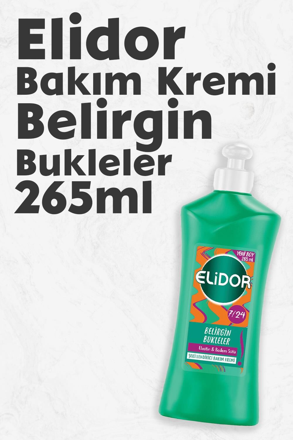 Elidor Bakım Kremi Belirgin Bukleler Elastin & Badem Sütü 265 ml