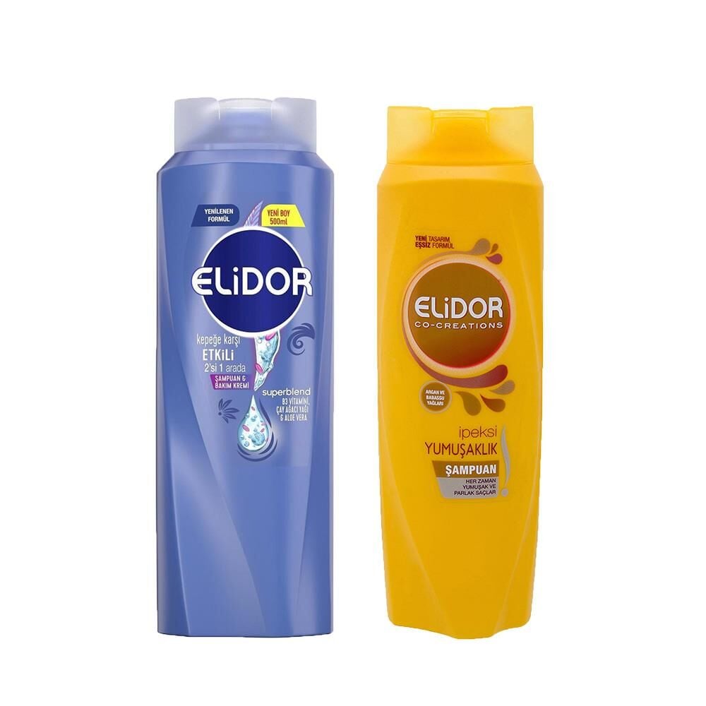 Elidor Superblend 2'si 1 Arada Şampuan ve Saç Bakım Kremi Kepeğe Karşı ve Şampuan İpeksi Yumuşaklık
