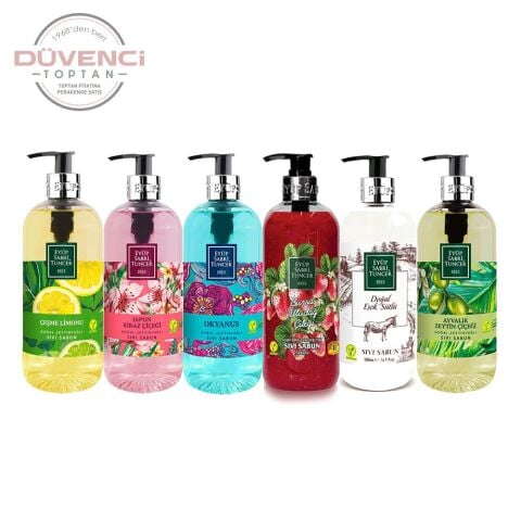 Eyüp Sabri Tuncer Sıvı Sabun Seti Uludağ Çileği, Eşek sütlü, Ayvalık Zeytin Çiçeği, Çeşme Limonu, Japon Kiraz Çiçeği, Okyanus 500 ml