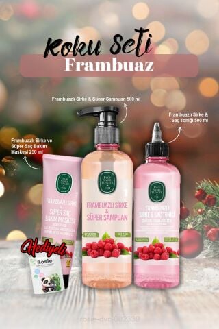 Tonik 500 ml, Saç Maskesi 250 ml, Şampuan 500 ml Frambuazlı ve Rosie Hediye