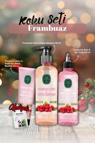 Tonik 500 ml, Saç Maskesi 250 ml, Şampuan 500 ml Frambuazlı ve Rosie Hediye
