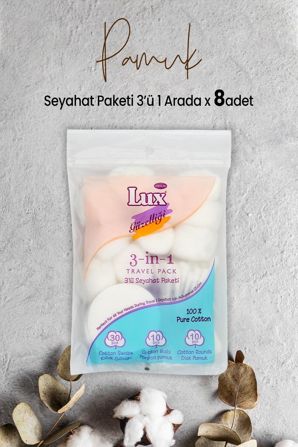 Lux 3' lü Seyahat Paketi x 8 Adet