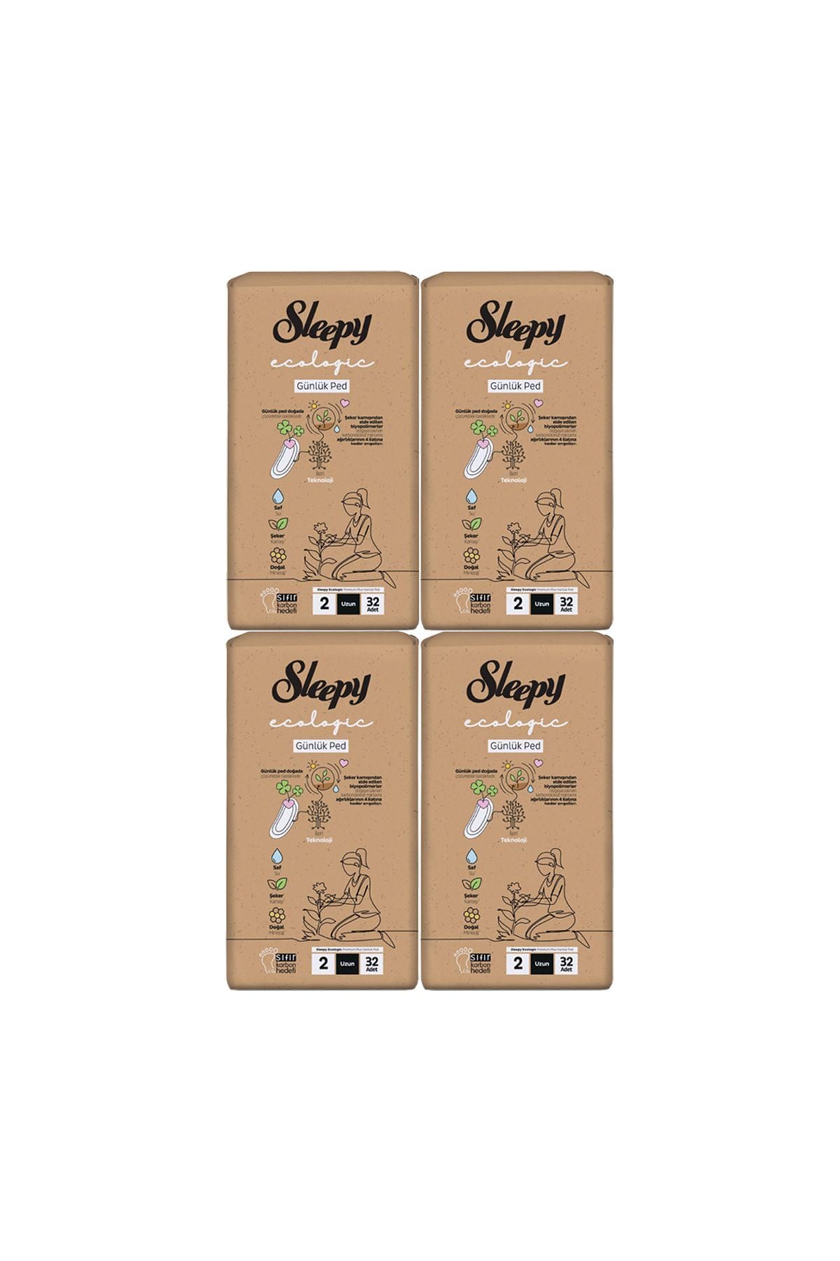 Sleepy Ecologic Premium Plus Günlük Ped Uzun 4 Paket (4x32) Ped