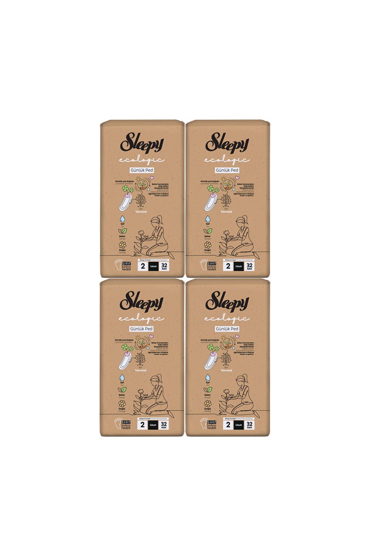 Sleepy Ecologic Premium Plus Günlük Ped Uzun 4 Paket (4x32) Ped
