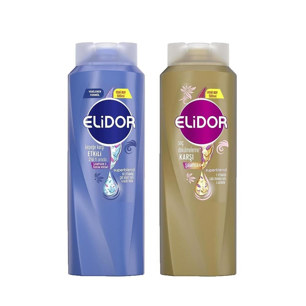 Elidor Superblend 2'si 1 Arada Şampuan ve Saç Bakım Kremi Kepeğe Karşı ve Şampuan Saç Dökülmelerine Karşı
