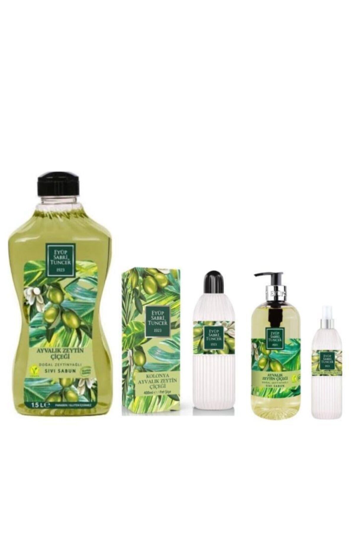 Eyüp Sabri Tuncer Ayvalık Zeytin Çiçeği Sıvı Sabun 1500 ve 500 ML, Kolonya 400 ML ve 150 ML