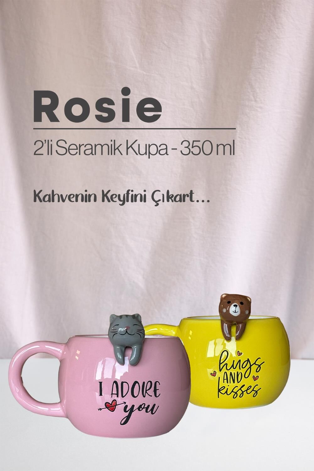 Ayı ve Kedi Seramik Kupa 350 ml