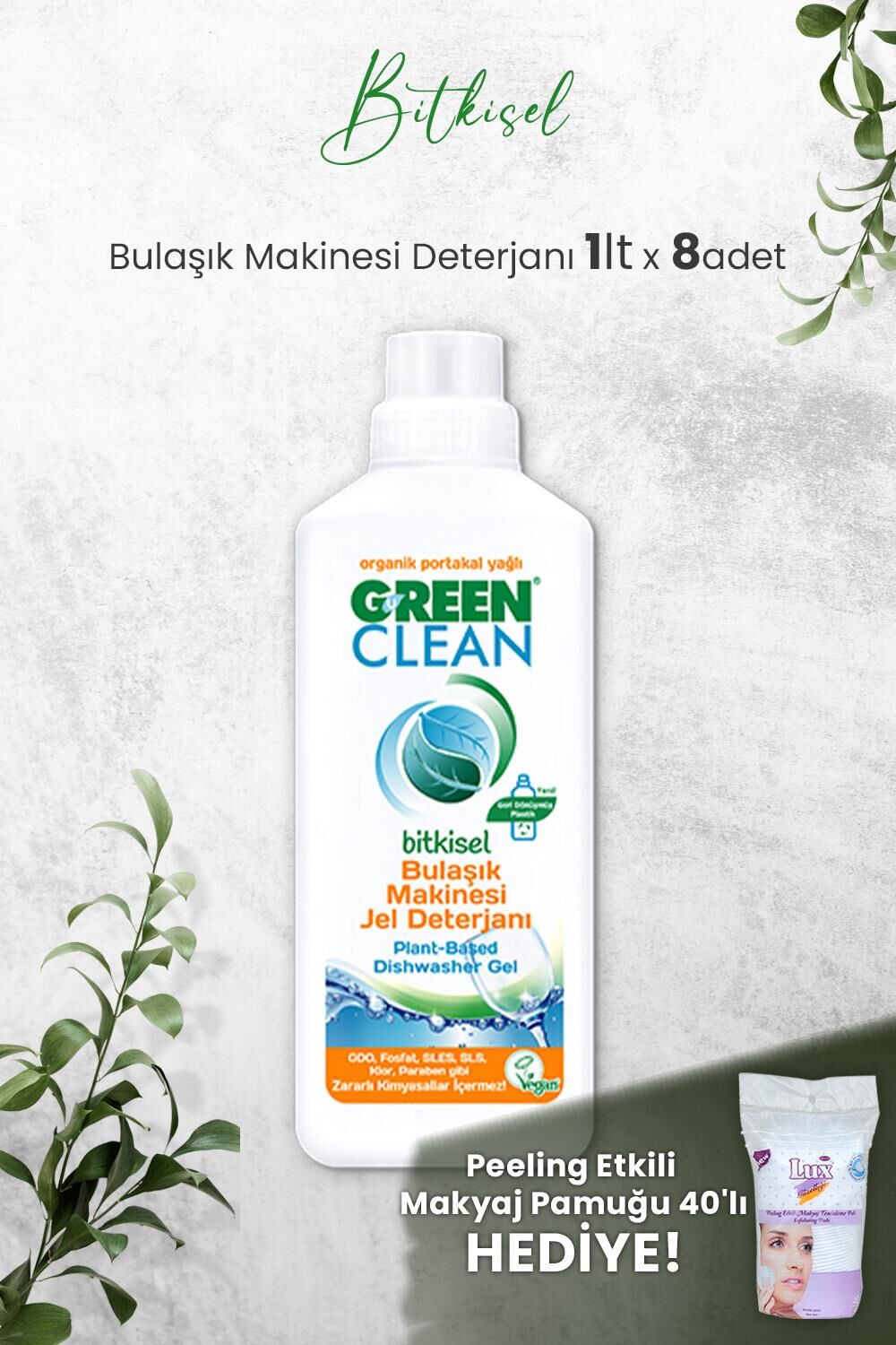 U Green Clean Bulaşık Makinesi Jel Deterjan 1 L x 8 Adet ve Hediyeli