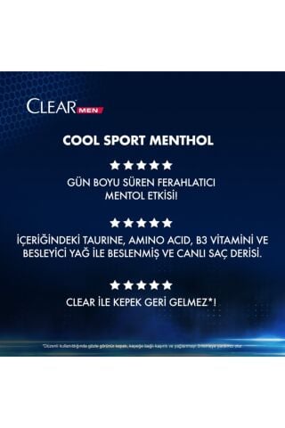 Clear Men Kepeğe Karşı Etkili Şampuan Ferahlatıcı Mentol Etkisi 485 ML