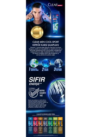 Clear Men Kepeğe Karşı Etkili Şampuan Ferahlatıcı Mentol Etkisi 485 ML