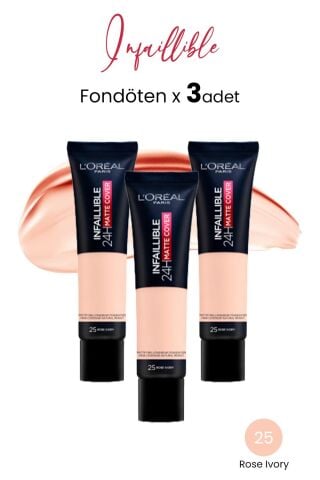 Loreal Paris Infaillible 24H Matte Cover Fondöten Rose Ivory 25 x 3 Adet