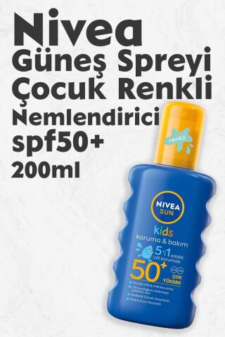 Nivea Sun Çocuk Renkli Nemlendirici Güneş Spreyi Gkf 50+ 200 Ml