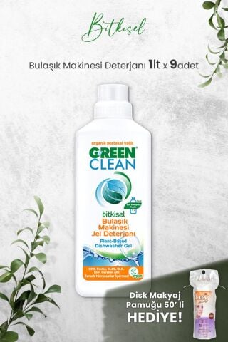 U Green Clean Bulaşık Makinesi Jel Deterjan 1 L x 9 Adet ve Hediyeli