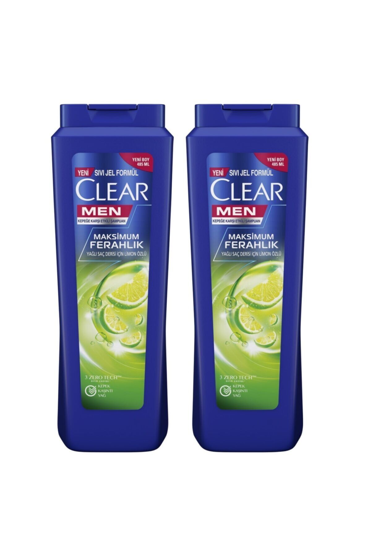 Clear Men Kepeğe Karşı Etkili Şampuan Maksimum Ferahlık Limon Özlü 485 ML x 2