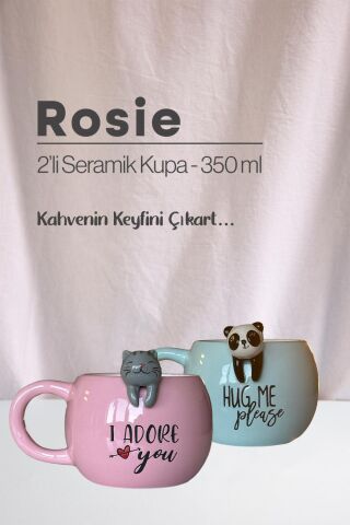Panda ve Kedi Seramik Kupa 350 ml