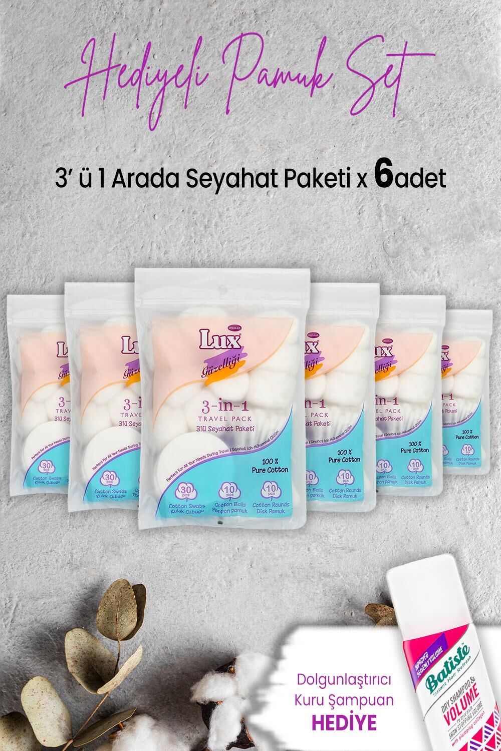 Lux 3' lü Seyahat Paketi x 6 Adet ve Hediyeli