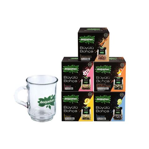 Doğadan Büyülü Bohça 5'li Set ve Doğadan Cam Bardak Hediyeli
