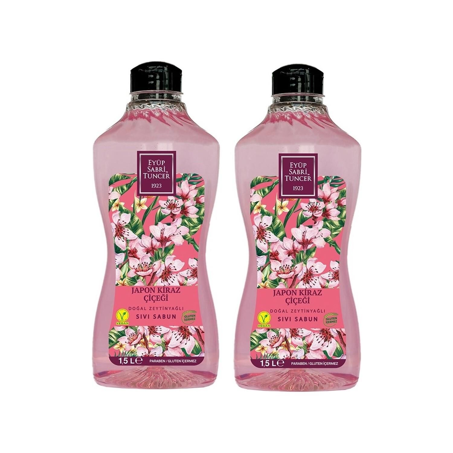 Eyüp Sabri Tuncer Doğal Zeytinyağlı Sıvı Sabun Japon Kiraz Çiçeği 1500 ML x 2
