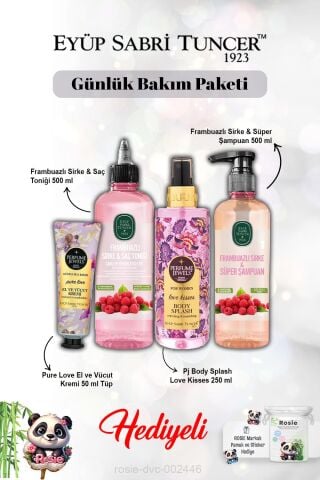 Love Kisses Vücut Spreyi ve Pure Love Krem, Frambuazlı Şampuan ve Tonik ve Rosie