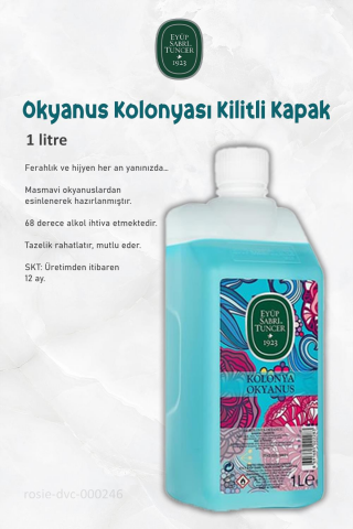 3 Adet Eyüp Sabri Tuncer Okyanus Kolonyası Yedek Şişe 1 lt ve ROSIE 60'lı Pamuk