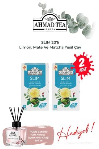 2 paket Slim Limon, Mate Ve Matcha Yeşil Çay Karışımı 20' li ve Oda Kokusu