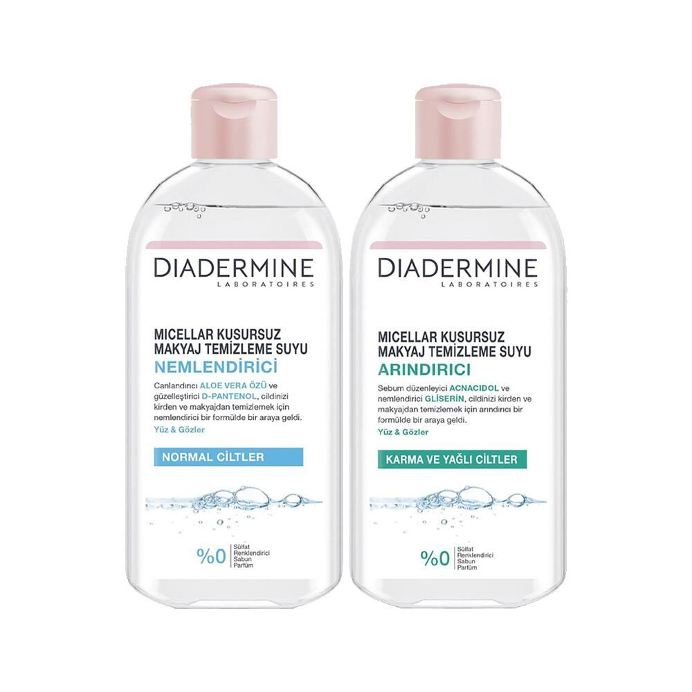 Diadermine Micellar Kusursuz Makyaj Temizleme Suyu 2'li Set, Arındırıcı + Nemlendirici 400 ml