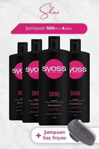 Syoss Şampuan Shine 500 ml x 4 Adet ve Şampuan Fırçası