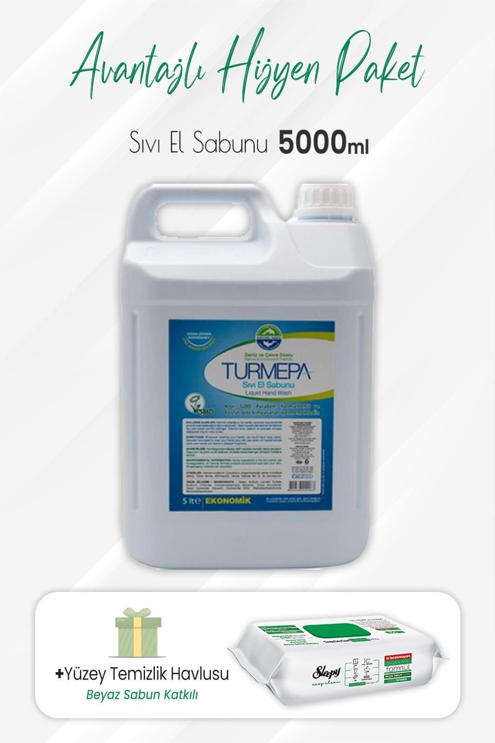 Turmepa Sıvı Sabun 5 lt ve Easy Clean Yüzey Temizlik 100' lü