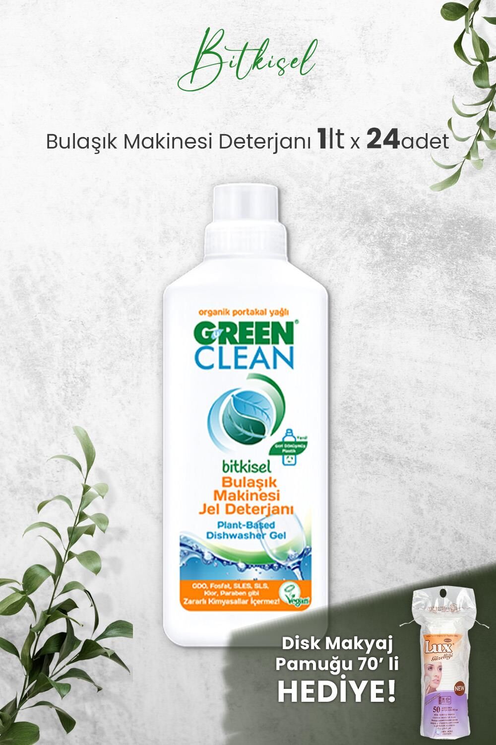 U Green Clean Bulaşık Makinesi Jel Deterjan 1 L x 24 Adet ve Hediyeli