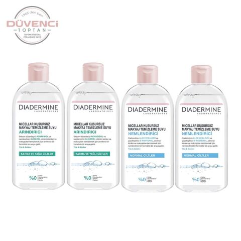 Diadermine Micellar Kusursuz Makyaj Temizleme Suyu Nemlendirici 400 ml x 2 + Arındırıcı x 2 Adet