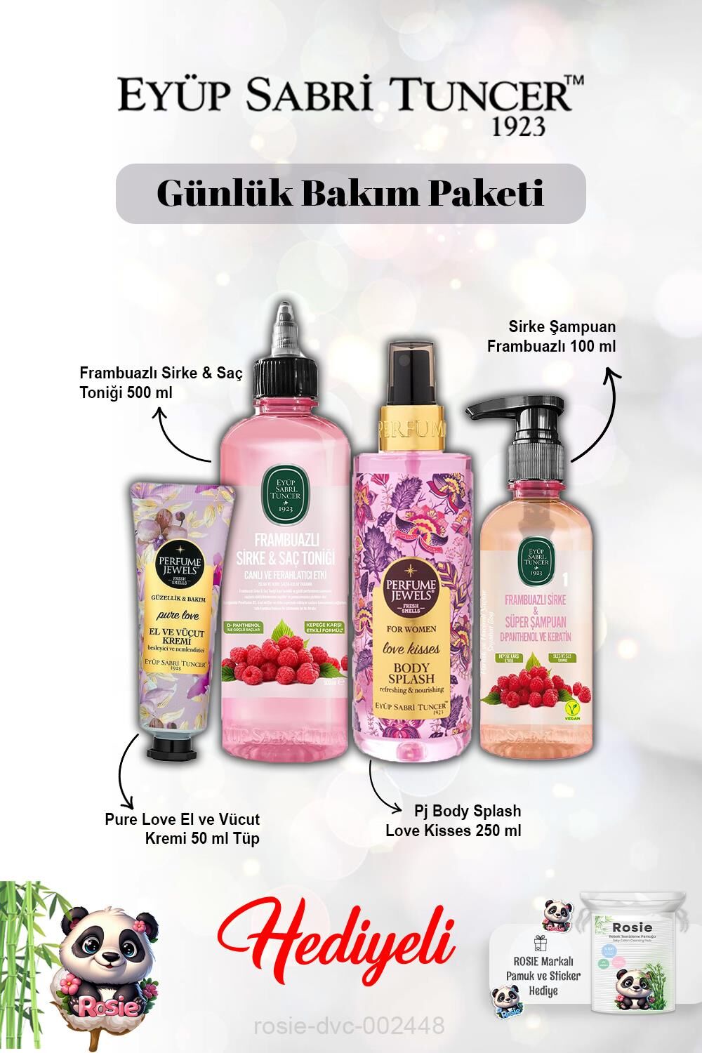 Tonik ve Şampuan Frambuazlı, Pure Love Krem ve Vücut Spreyi Love Kisses ve Rosie