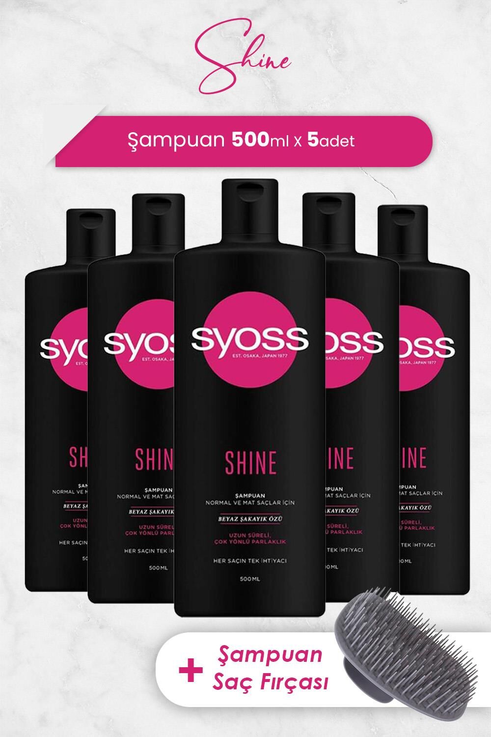 Syoss Şampuan Shine 500 ml x 5 Adet ve Şampuan Fırçası