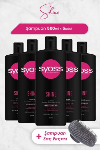 Syoss Şampuan Shine 500 ml x 5 Adet ve Şampuan Fırçası
