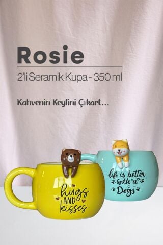 Ayı ve Köpek Figürlü Seramik Kupa 350 ml