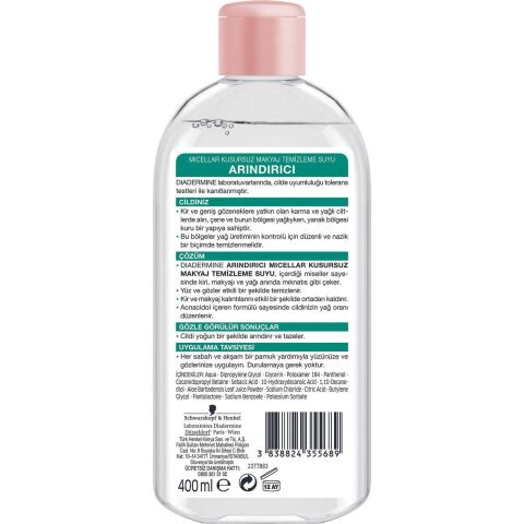 DIADERMINE Arındırıcı Micellar Kusursuz Makyaj Temizleme Suyu 400 ml