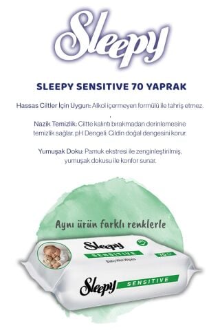 12 AL 10 ÖDE Sleepy Sensitive 70'li Bebek Islak Mendili ve Rosie Pamuk Hediye